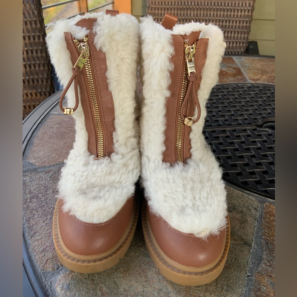 COACH *Leona* Leather & Shearling Boots